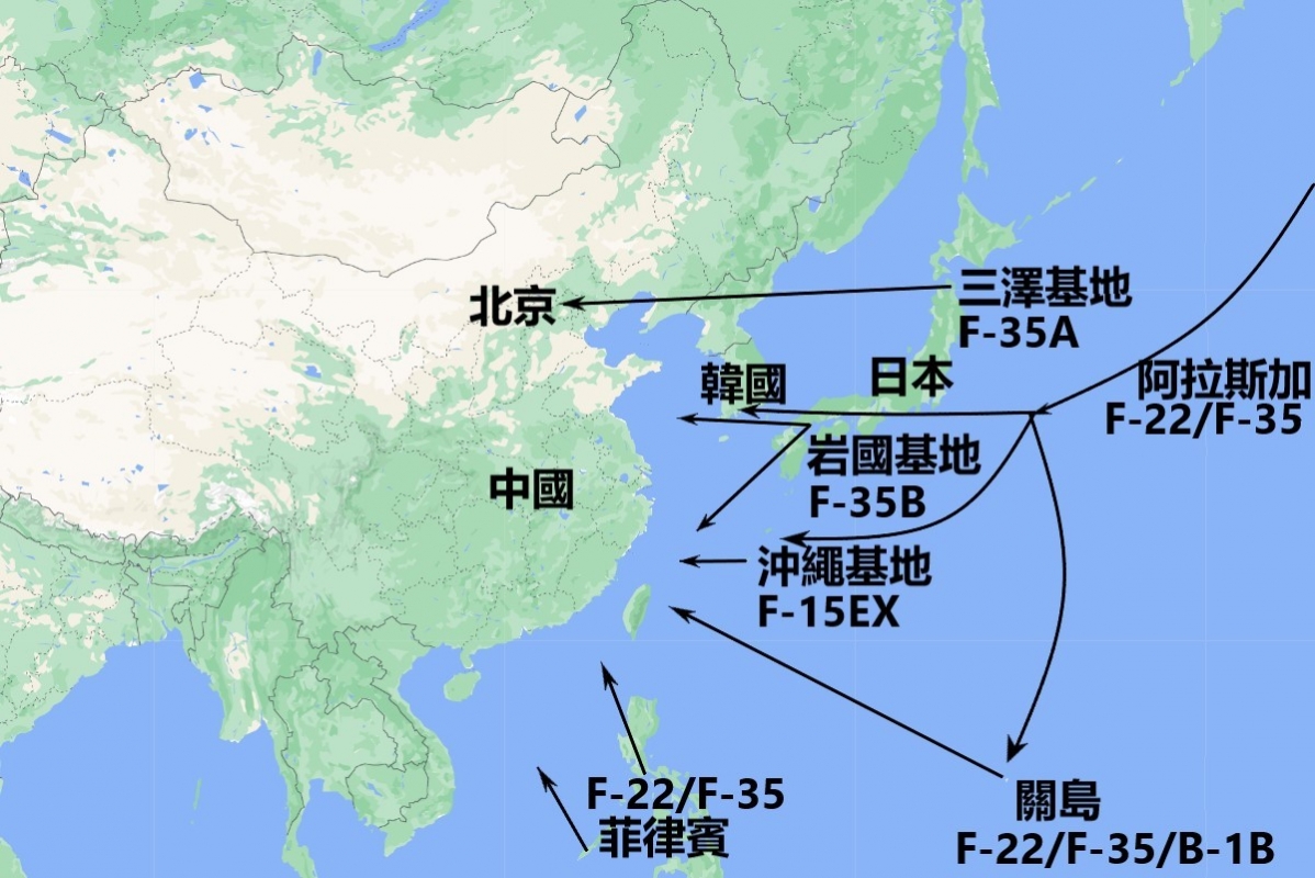 沖繩嘉手納基地在換裝 F-15EX 戰機後，從起飛至抵台只要 45 分鐘...