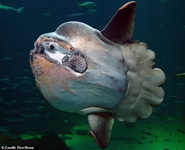 海洋翻車魚（Mola mola）體型巨大，扁平，嘴巴很小，眼睛很大。這種生物重達 5000 磅，長 ...